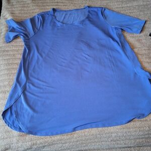 Susan Graver Women's Top Sz L Modern Essentials Liquid Knit Tunic Blue